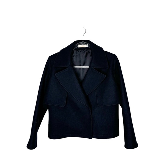 Cuyana | NWOT Cropped Wool Trench Coat Navy Small - Picture 3 of 10